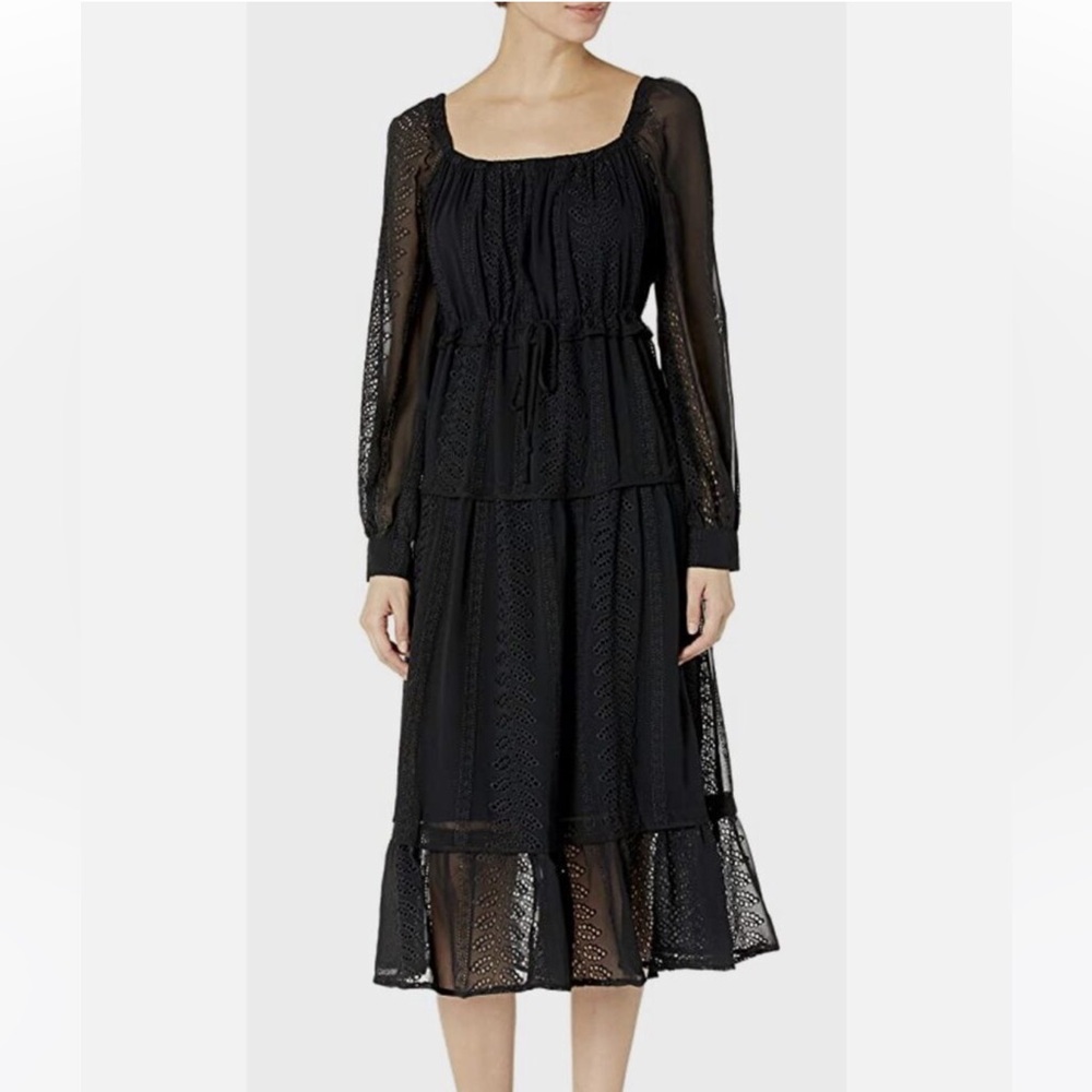 ASTR the label Women's Padma Square Neck Long Sleeve Tiered Midi Dress
